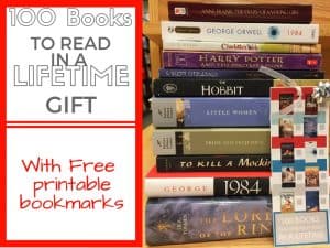 books on table with bookmark 100 books to read in a lifetime gift