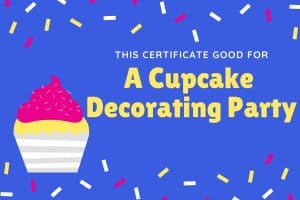 cupcake decorating printable experience gift for kids