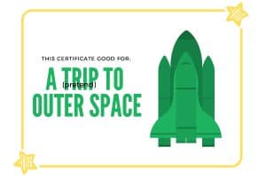 experience gift for kids pretend space trip