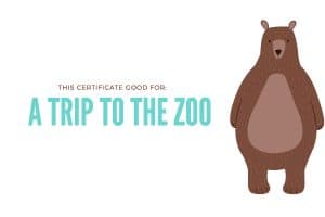 experience gift for kids zoo certificate