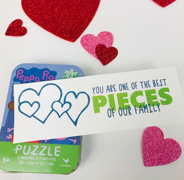 puzzle gift tag for DIY Valentine's Gift for Kids