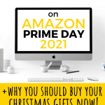 A computer screen with text overlay that says What to buy on Amazon Prime Day 2021 plus why you should buy your Christmas gifts now